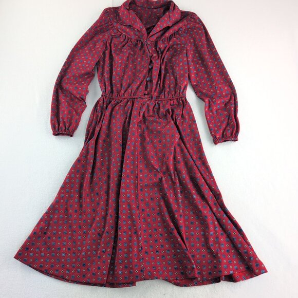 Vintage SEARS The Fashion Place GrandmaCore PrairieGirl Shirtwaist Dress Brick R - Picture 1 of 9